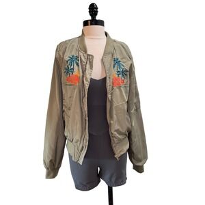 Love Tree Aloha Satin Bomber Jacket Women's L